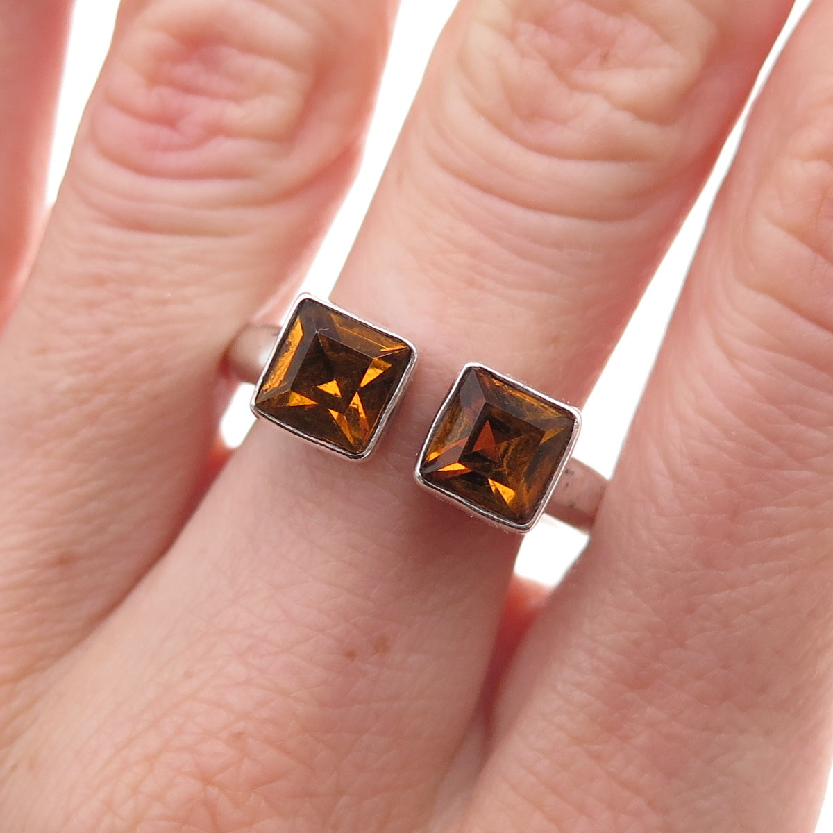 Versani 925 Sterling Silver Vintage Real Citrine Adjustable Ring Size 6.75