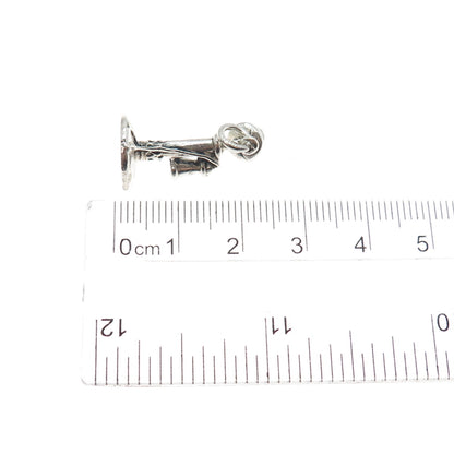 CELLINI 925 Sterling Silver Antique Retro Candlestick Phone Mini Charm Pendant