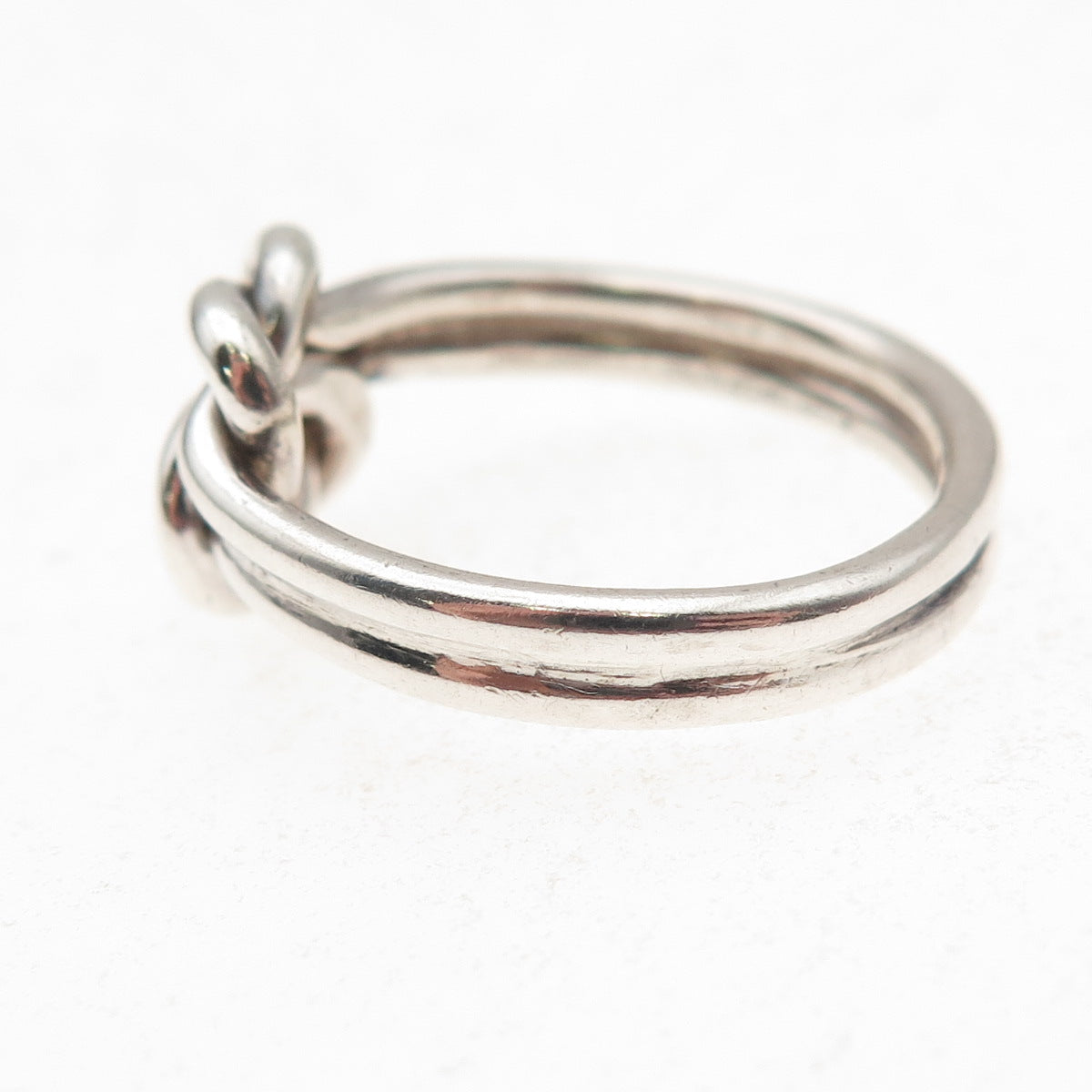 925 Sterling Silver Vintage Double Love Knot Oxidized Ring Size 8.75