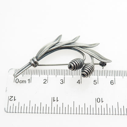 A&K Aarre & Krogh Sterling Silver Vintage Modernist Floral Oxidized Pin Brooch