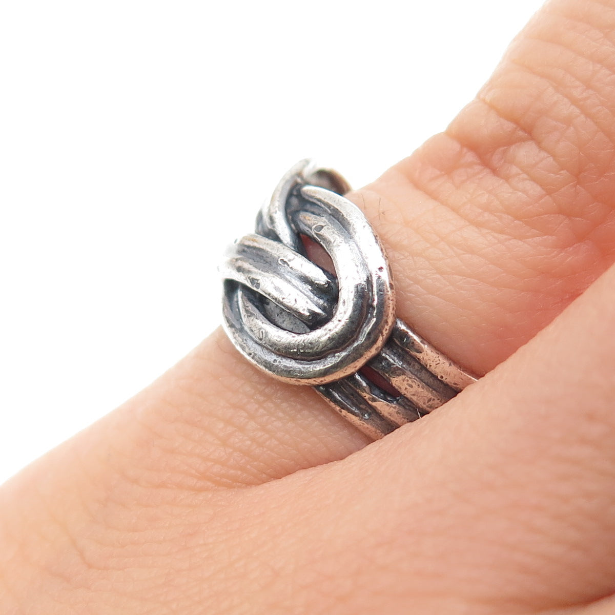 925 Sterling Silver Vintage Modernist Knot Oxidized Ring Size 5.5