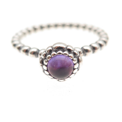 Pandora 925 Sterling Silver Real Amethyst February Birthday Blooms Ring Size 8.5