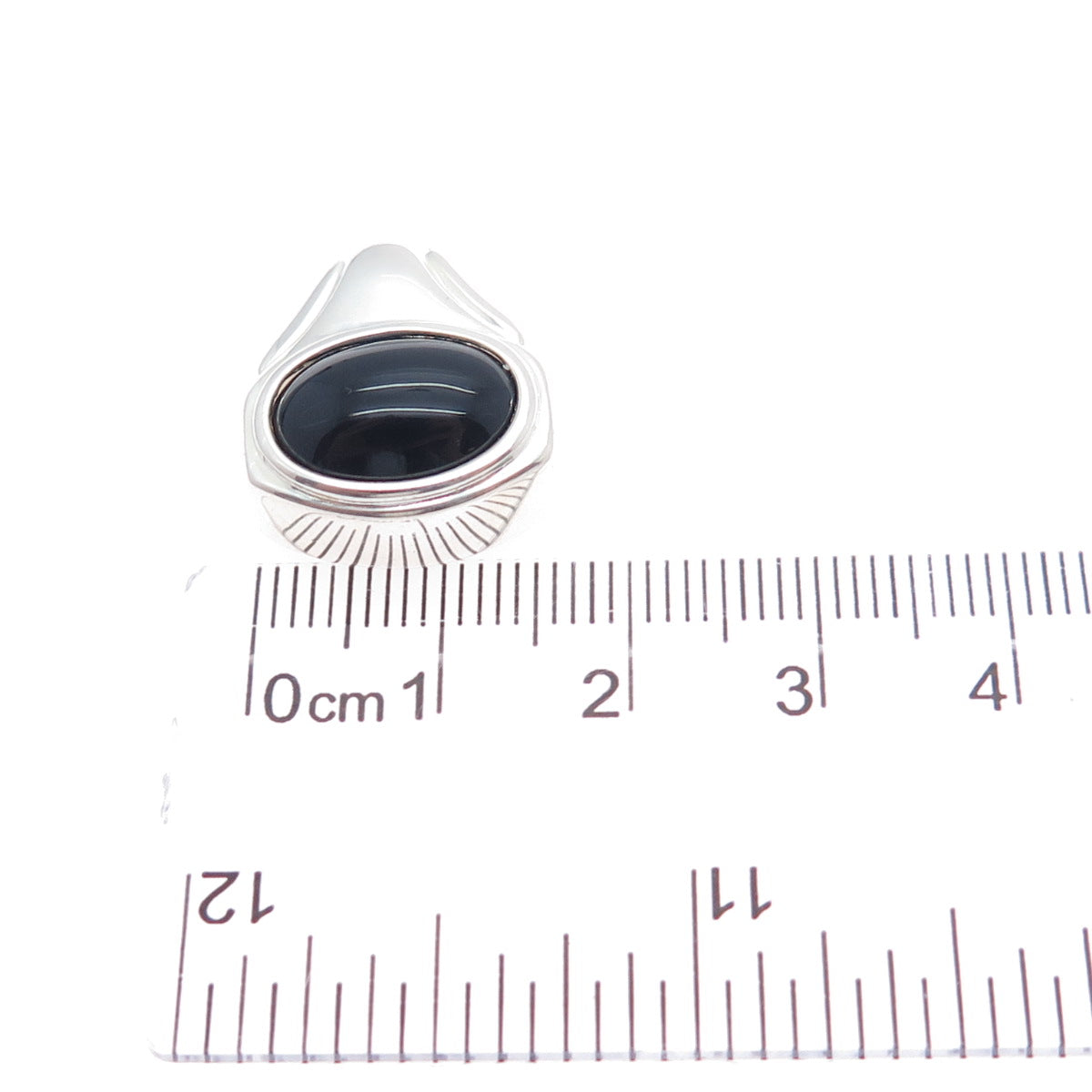 CELLINI 925 Sterling Silver Vintage Real Black Onyx Mini Slide Charm Pendant