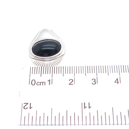 CELLINI 925 Sterling Silver Vintage Real Black Onyx Mini Slide Charm Pendant