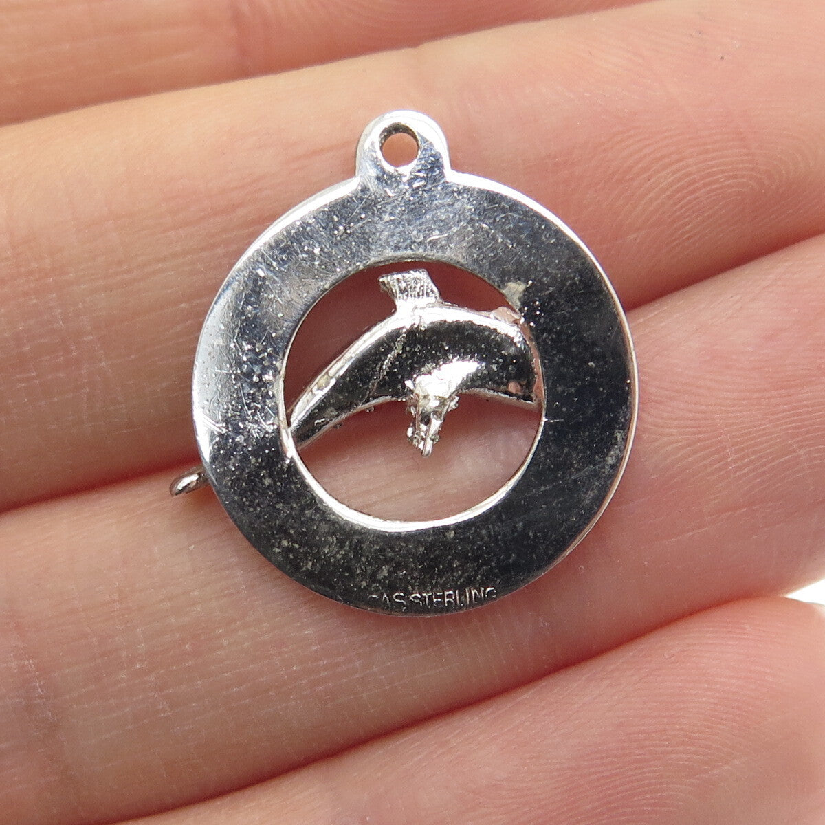 925 Sterling Silver Vintage "Florida" Dolphin Pendant