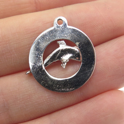 925 Sterling Silver Vintage "Florida" Dolphin Pendant