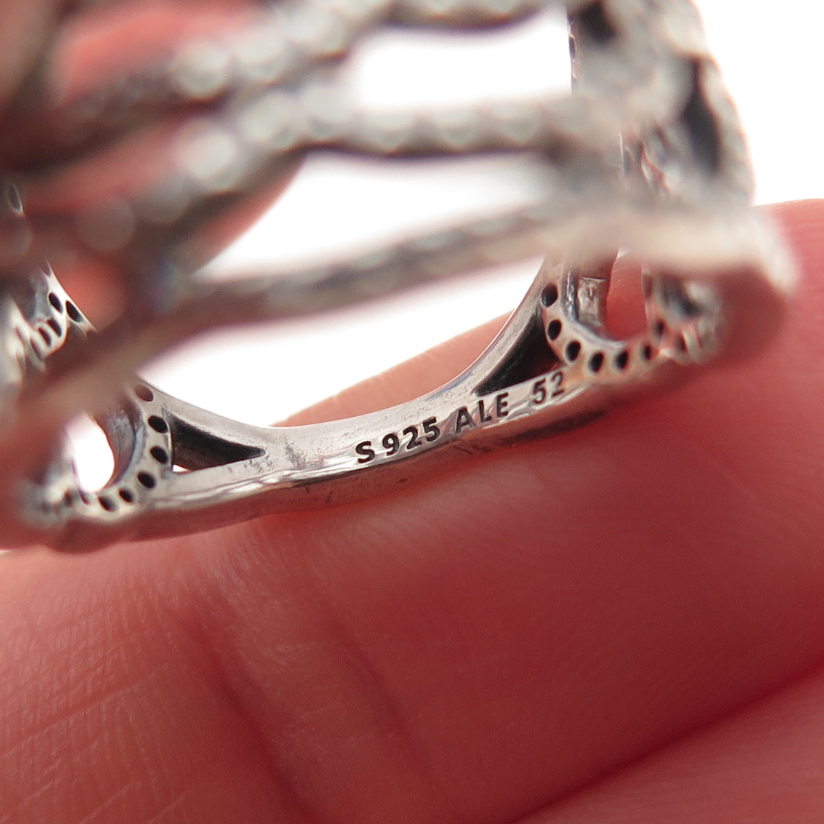 Pandora 925 Sterling Silver C Z Shimmering Rose Ring Size 6