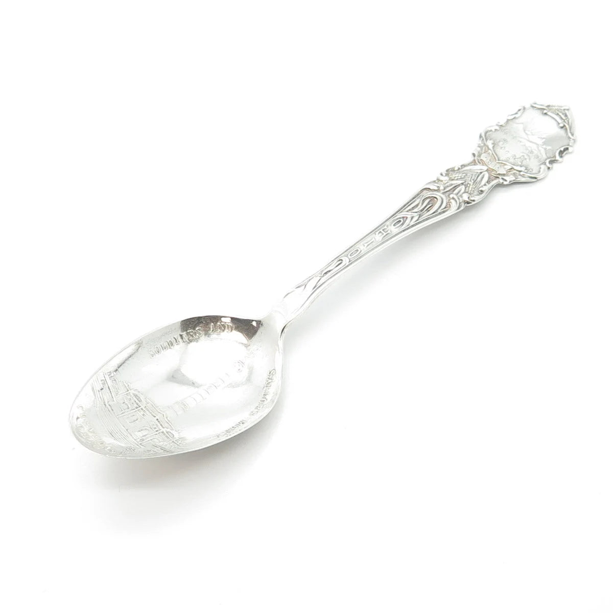 925 Sterling Silver Antique Soldiers' & Cleveland Mon't Ohio States Cities Spoon
