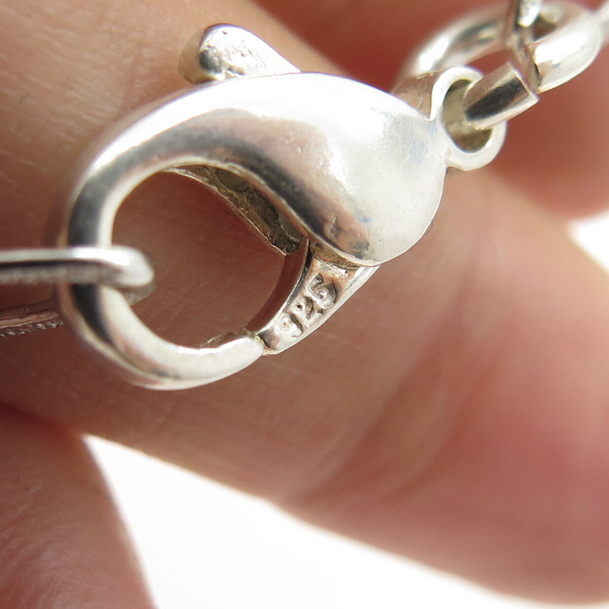 925 Sterling Silver Puffy Heart Oval Link Bracelet 6.25"