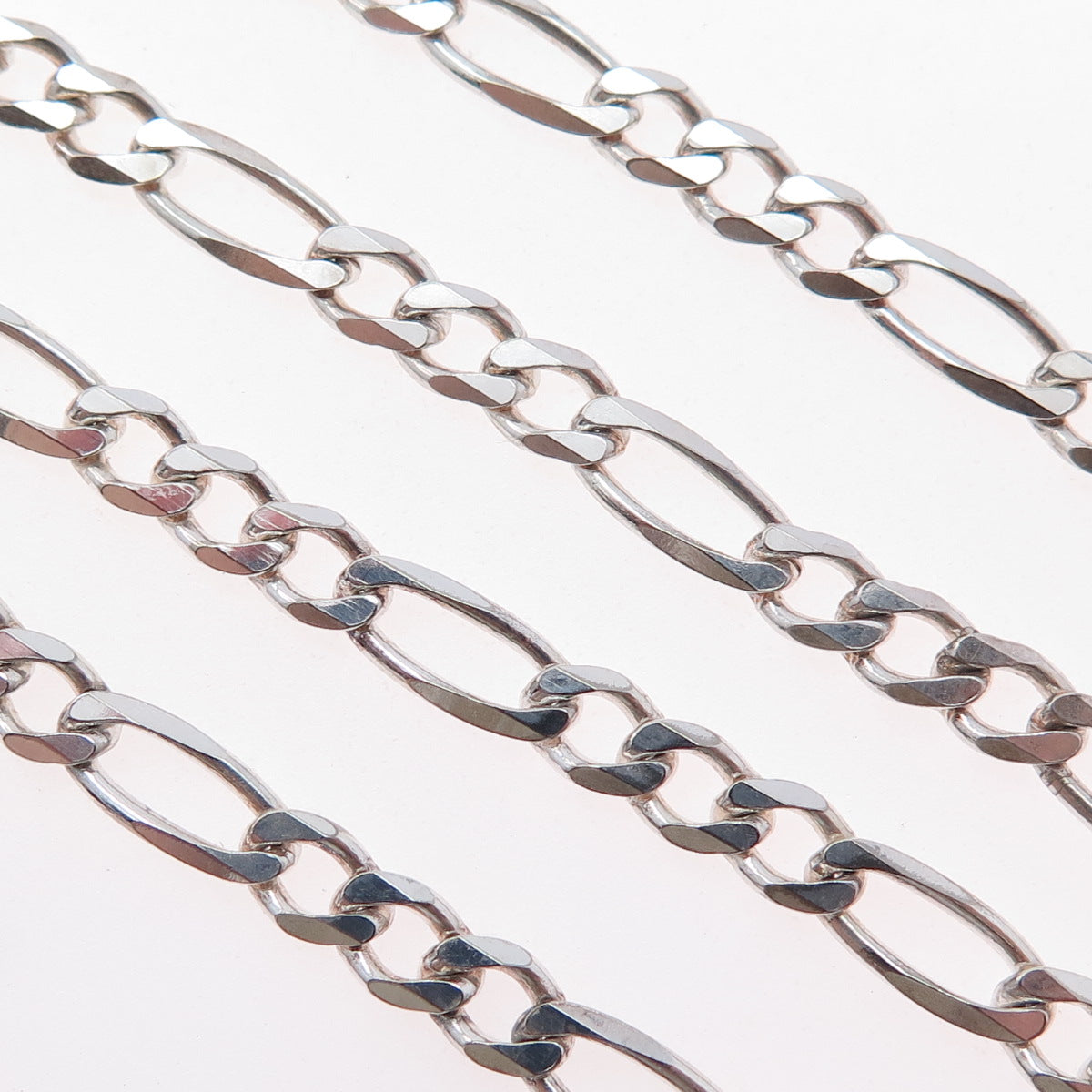 925 Sterling Silver Vintage Italy Figaro Chain Necklace 24"