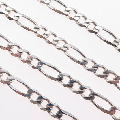 925 Sterling Silver Vintage Italy Figaro Chain Necklace 24"