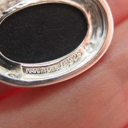 MICHELLE ALBALA 925 Sterling Silver Vintage Real Opal Inlay Slide Pendant