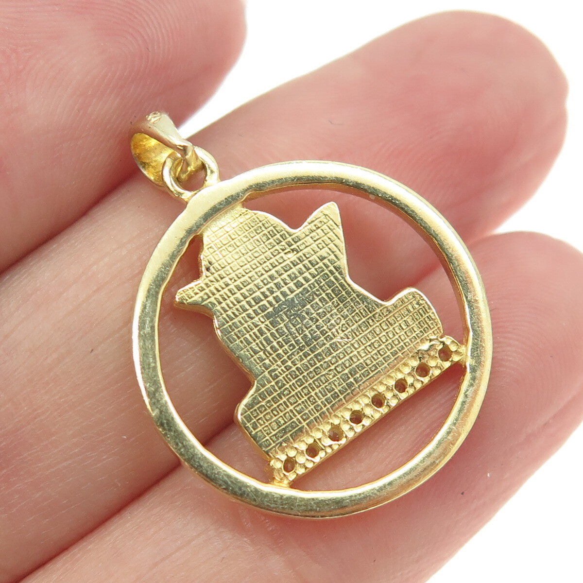 925 Sterling Silver Gold Plated Round-Cut C Z Cherub Pendant