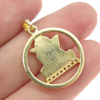 925 Sterling Silver Gold Plated Round-Cut C Z Cherub Pendant