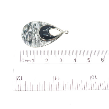 CFJ Collins Fine 925 Sterling Silver Vintage Enamel Modernist Teardrop Pendant