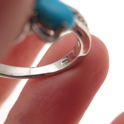 Chuck Clemency 925 Sterling Silver Real Turquoise Topaz Butterfly Ring Size 7.25