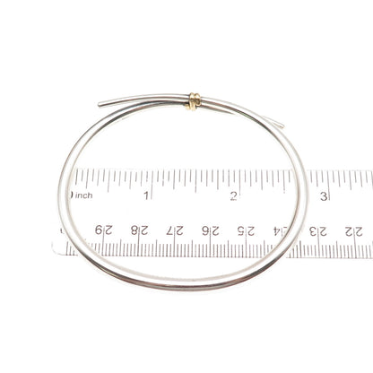 Ed Levin 925 Sterling Silver 18K Gold Vintage Modernist Bangle Bracelet 7.5"