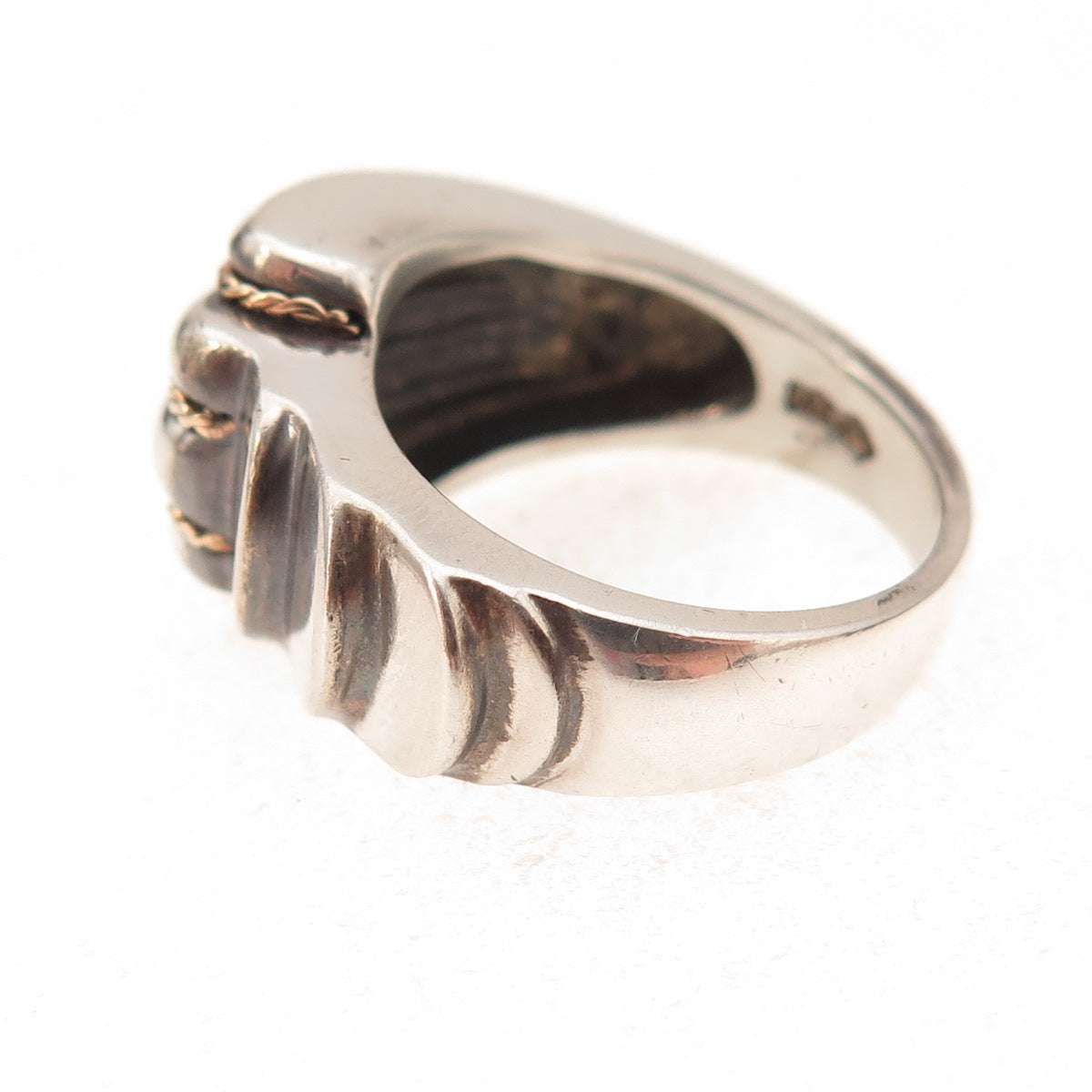 Monica Jain 925 Sterling Silver 14K Gold Vintage Seashell Ring Size 7
