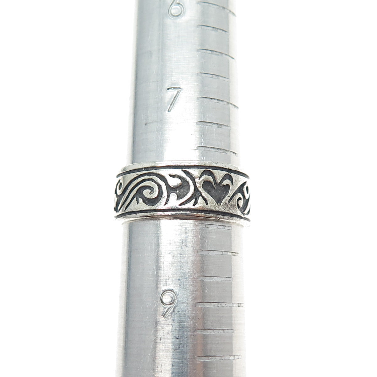 925 Sterling Silver Vintage Spade Oxidized Band Ring Size 8.25