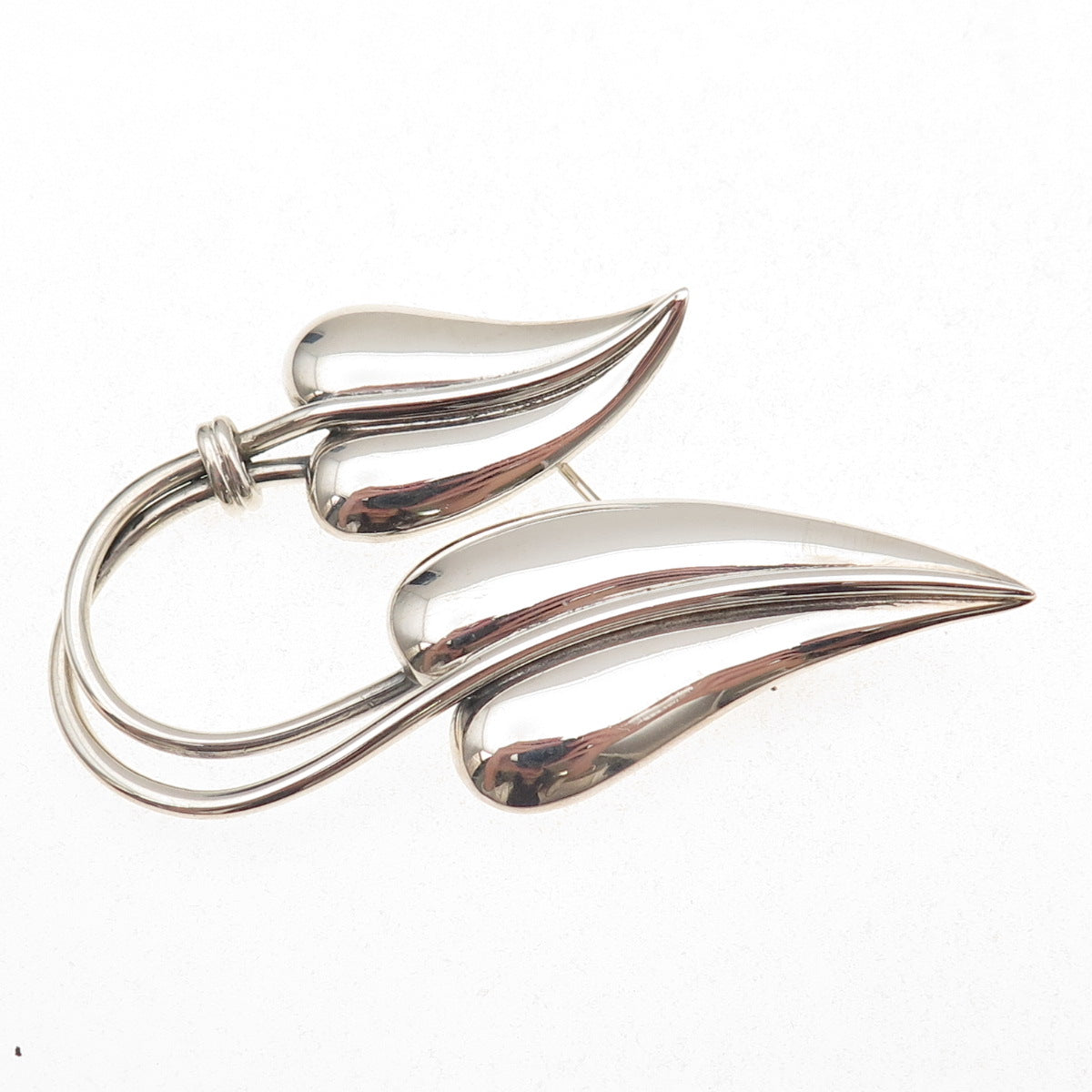 Maricela Ysidro Garcia 925 Sterling Silver Vintage Modernist Floral Pin Brooch