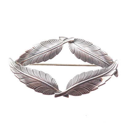 JewelArt 925 Sterling Silver Vintage Feather Oxidized Pin Brooch