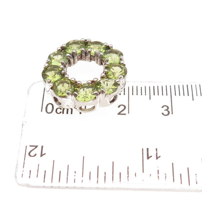925 Sterling Silver Real Round-Cut Peridot Circle of Life Mini Slide Pendant