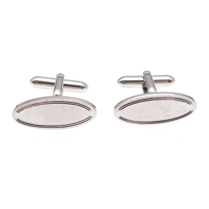 Swank 925 Sterling Silver Vintage Brushed Oval-Shape Cufflinks