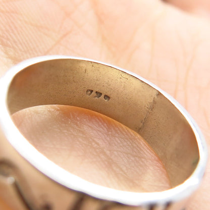 925 Sterling Silver Vintage Tribal Band Ring Size 8.25