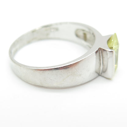 925 Sterling Silver Lemon Radiant-Cut Shaped C Z Ring Size 8.25