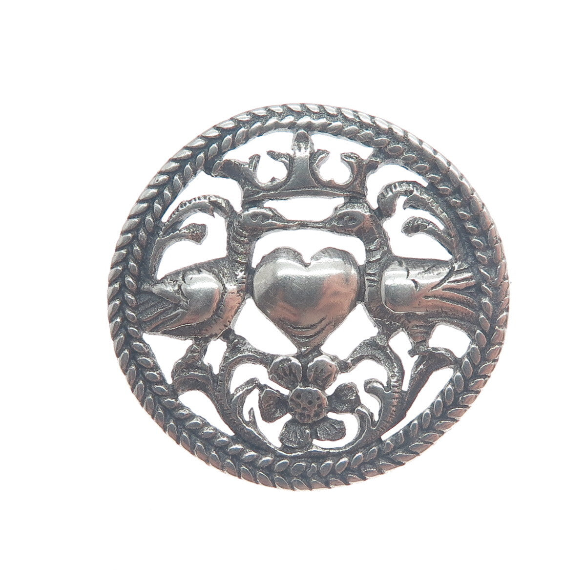 800 Silver Antique Austria Royal Coat of Arms Oxidized Pin Brooch