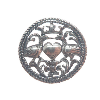 800 Silver Antique Austria Royal Coat of Arms Oxidized Pin Brooch