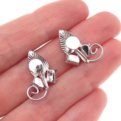 Loran Sim Co. Sterling Silver Antique Art Deco Rhinestone Screw Back Earrings