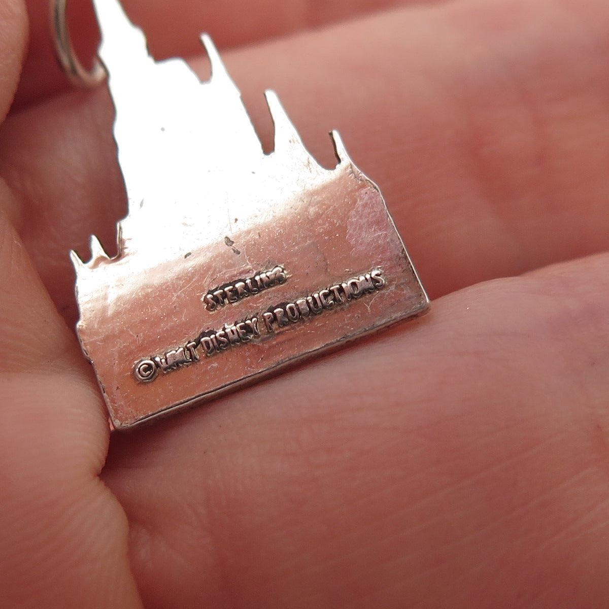Disney 925 Sterling Silver Vintage Cinderella Castle Oxidized Charm Pendant