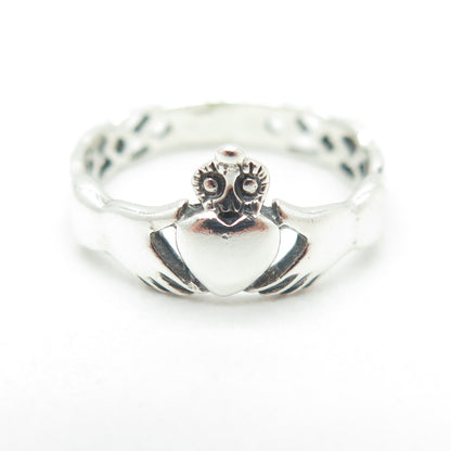 925 Sterling Silver Vintage Irish Claddagh Ring Size 6.75