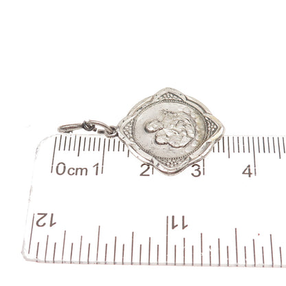925 Sterling Silver Antique Art Deco St. Joseph Spring Ring Clasp Charm Pendant