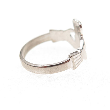 Beau 925 Sterling Silver Vintage Irish Claddagh Oxidized Ring Size 7