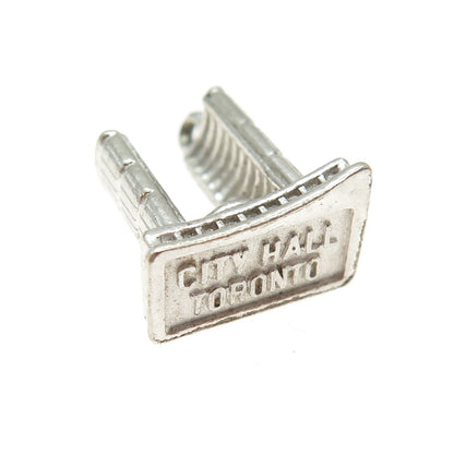 925 Sterling Silver Vintage Toronto City Hall 3D Charm Pendant