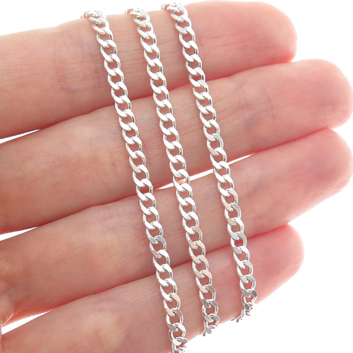 925 Sterling Silver Italy Curb Chain Necklace 16"