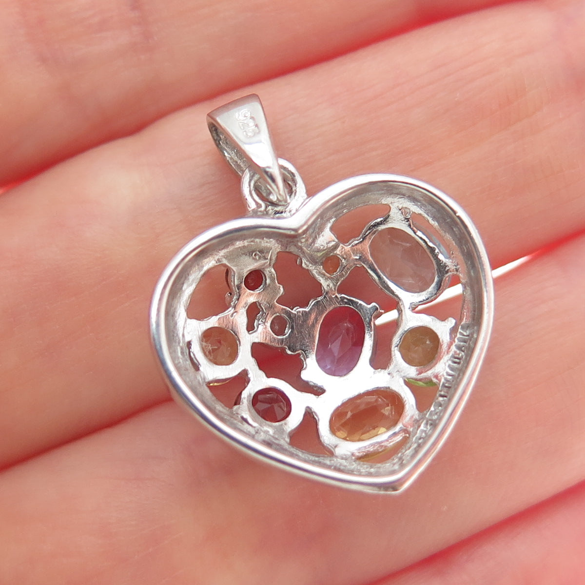 DBJ DEE BERKLE 925 Sterling Topaz Amethyst Peridot Citrine Garnet Heart Pendant