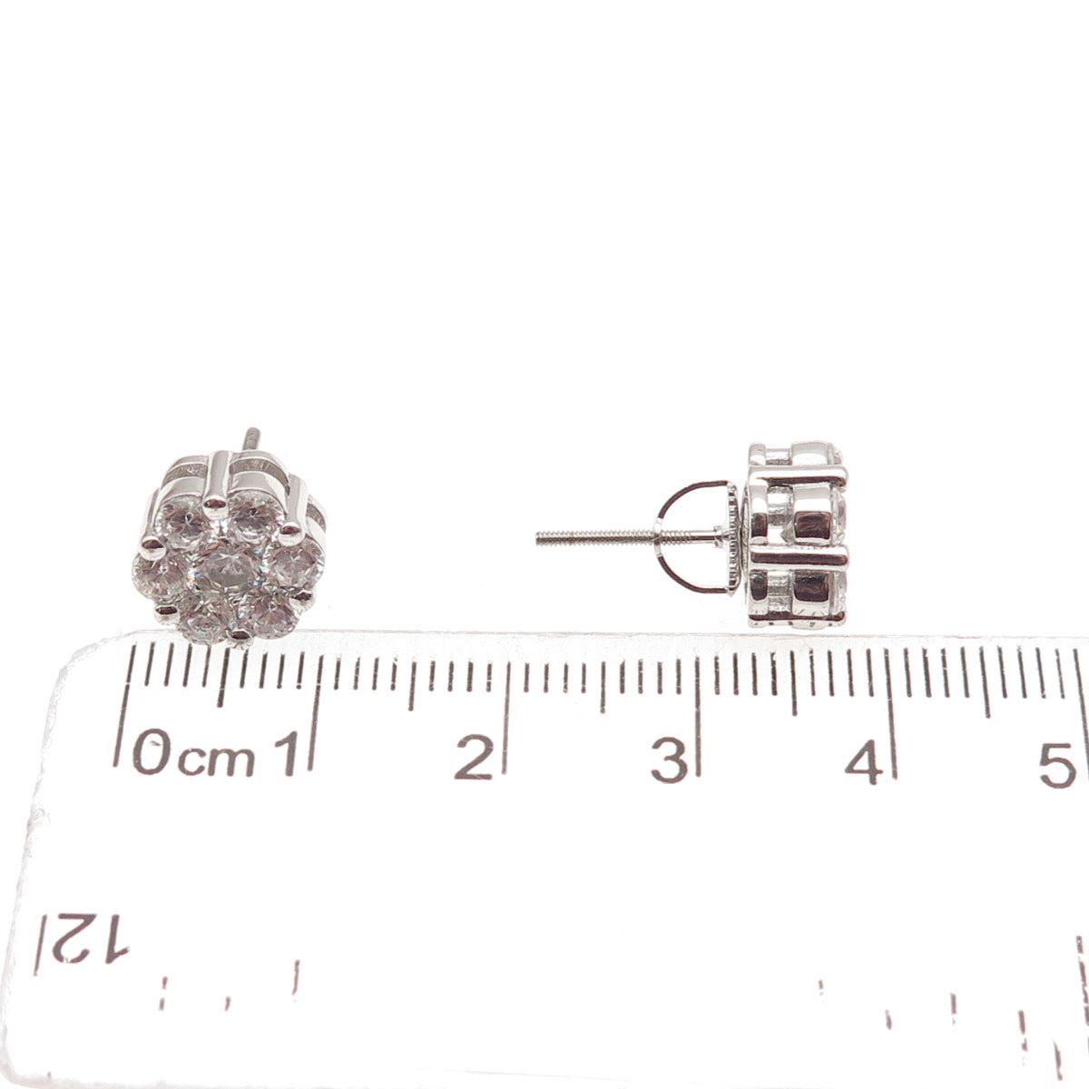 925 Sterling Silver Round-Cut C Z Stud Earrings