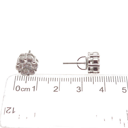 925 Sterling Silver Round-Cut C Z Stud Earrings