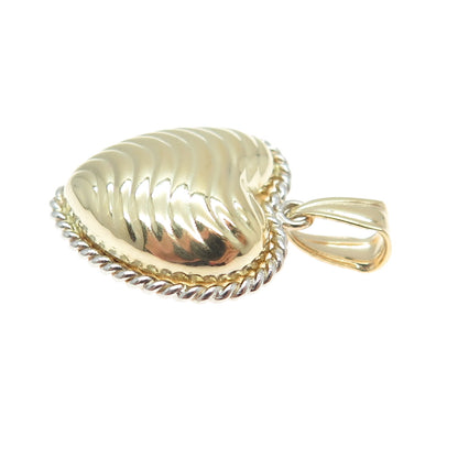 14K Yellow Gold Wavy Roped Heart Minimalist Charm Pendant