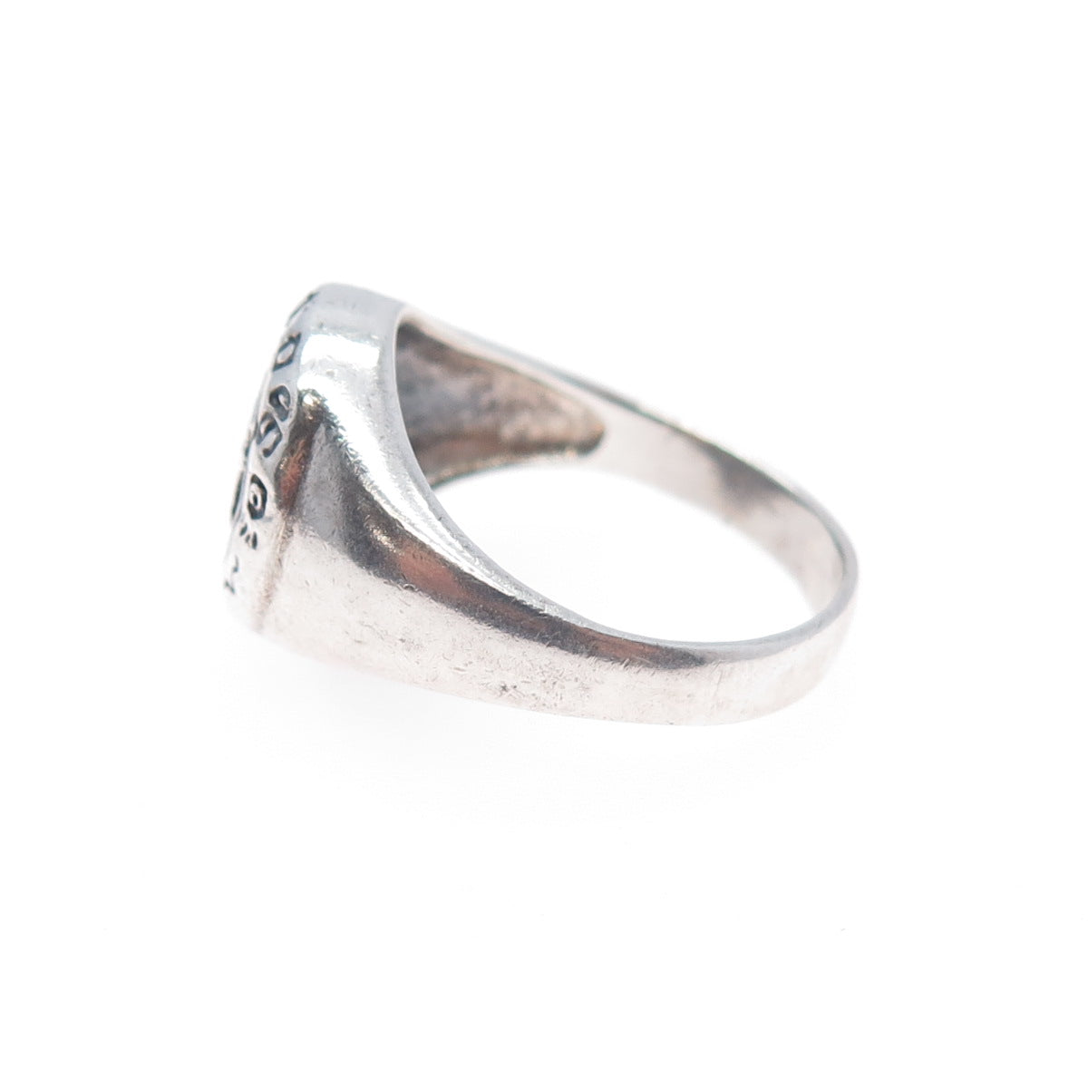 925 Sterling Silver Vintage Egyptian Eye of Ra Oxidized Signet Ring Size 8.25