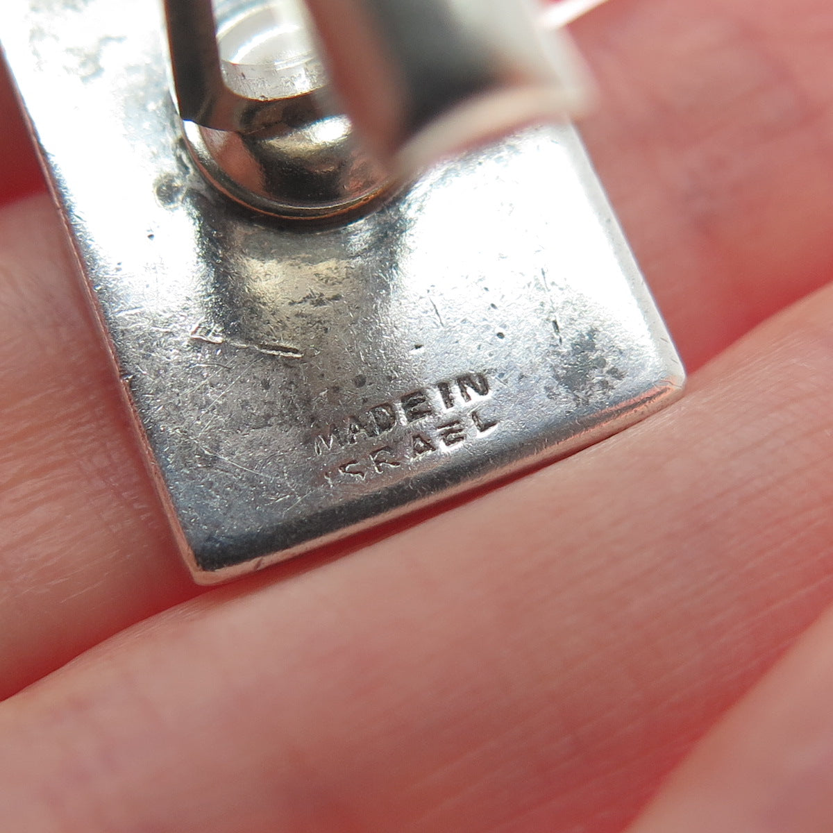 925 Sterling Silver Vintage Israel Modernist Flower Oxidized Cufflinks