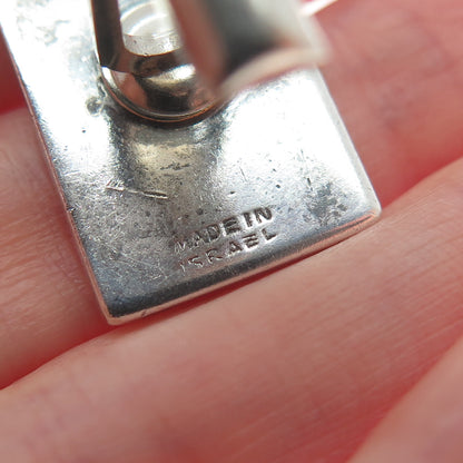 925 Sterling Silver Vintage Israel Modernist Flower Oxidized Cufflinks