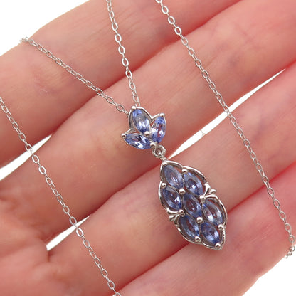 Chuck Clemency 925 Sterling Silver Real Tanzanite Cable Chain Necklace 20"