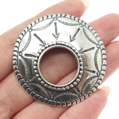 Old Pawn Sterling Silver Vintage Southwestern Crescent Arrow Oxidized Pin Brooch