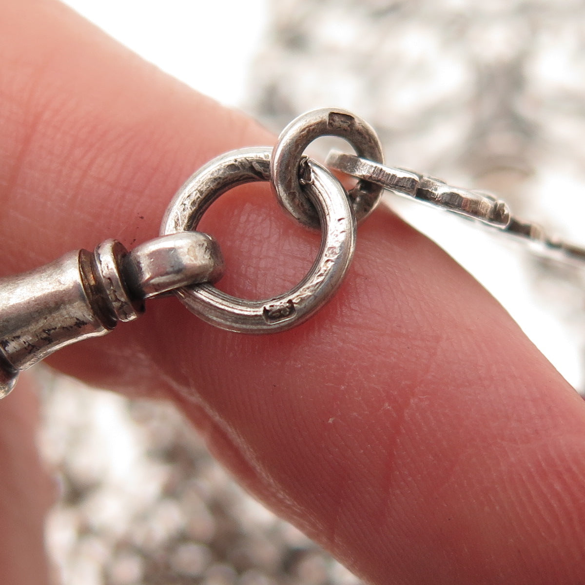 Henry Matthews 925 Sterling Silver Antique 1900 Birmingham Chatelaine Chain Fob