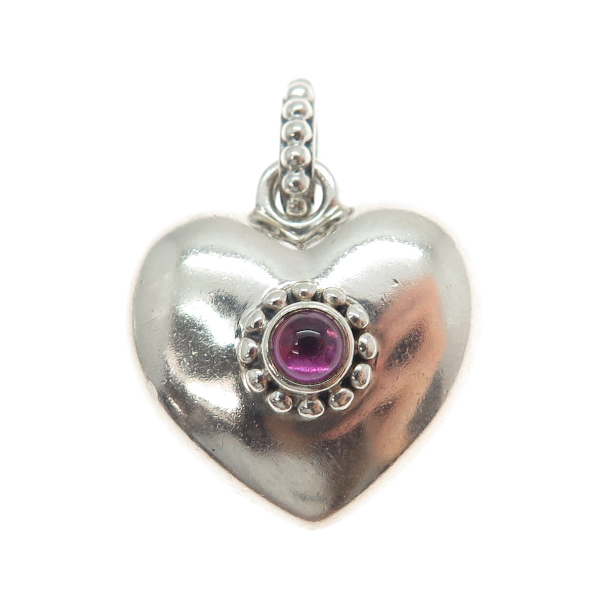 PANDORA Sterling Silver Real Round-Cut Amethyst Treasured Heart Locket Pendant