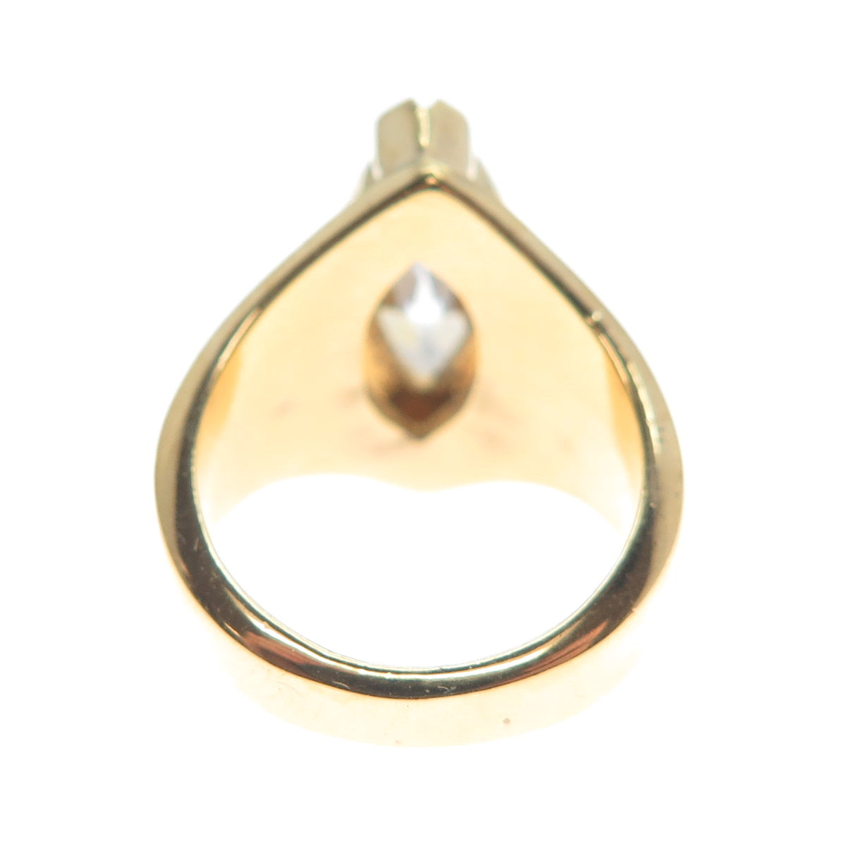 925 Sterling Silver Gold Plated Marquise-Cut Shaped C Z Ring Size 6.25